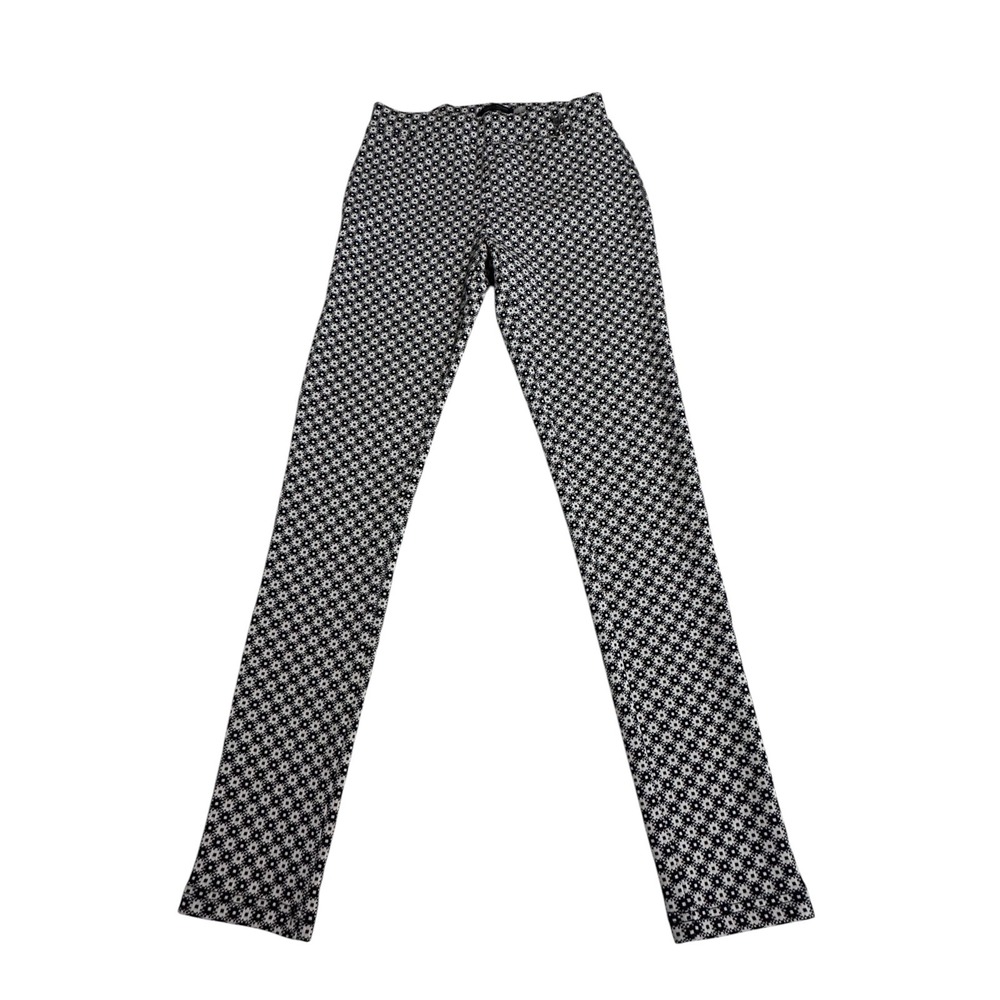 Tommy Hilfiger Knit‎ Trousers Womens 2 Black White Geometric Floral Excellent